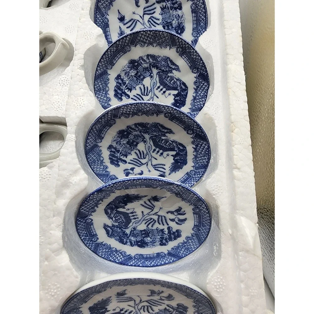 Noble Excellence Blue Willow Mini Tea Set 45 Piece Ceramic Child Tea Party Boxed
